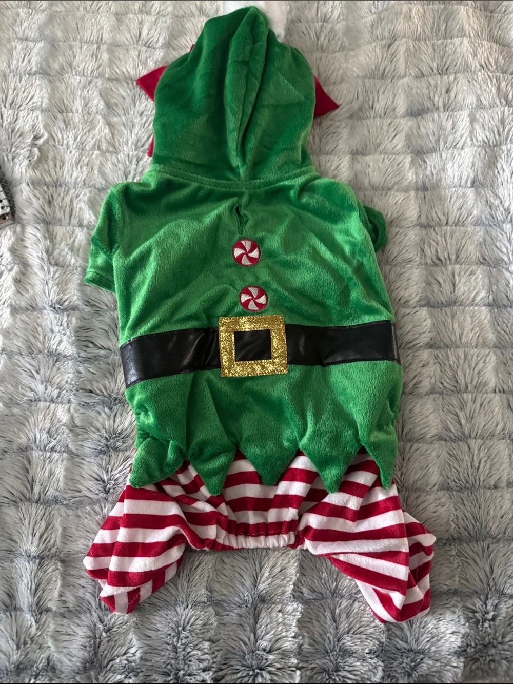 Green Holiday Elf Kids Costume Hooded Onesie